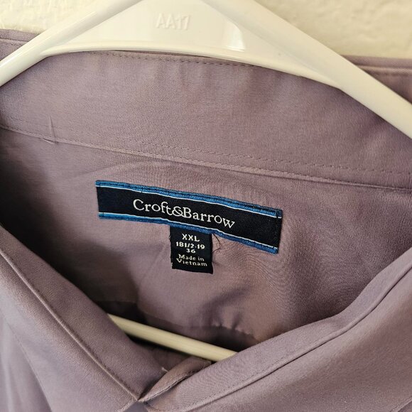 Croft & Barrow Mens Dress Shirt XXL 18 1/2-19 Lavender Long Sleeve Button Down - Picture 3 of 5